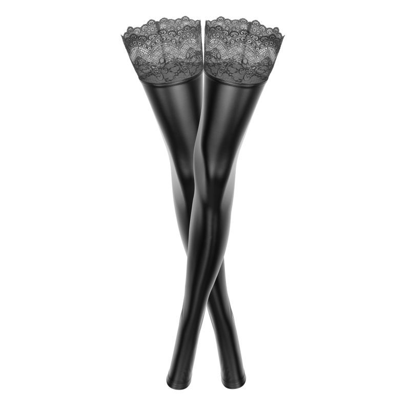 Power Wetlook Stockings w Siliconed Lace - Image 3