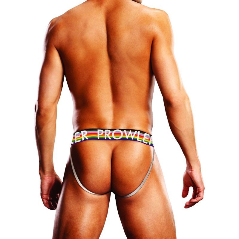 this jock strap features a rainbow oversized paw and waistband and thick back straps.</p>