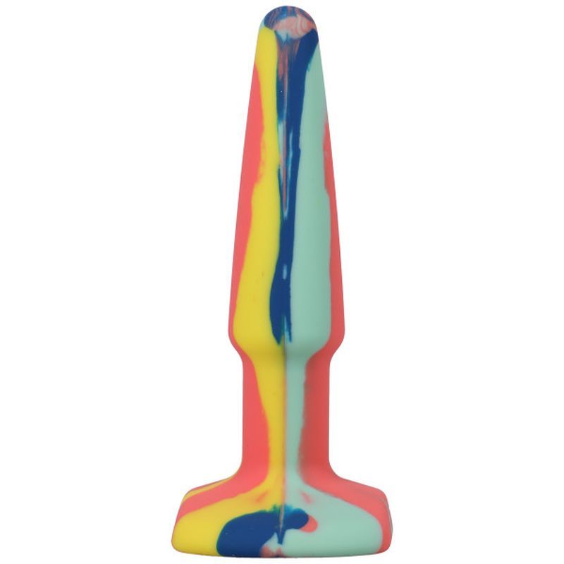 The A-Play Groovy is a soft multi-colored anal plug made of health-grade silicone. Its tapered tip and wide base make for safe