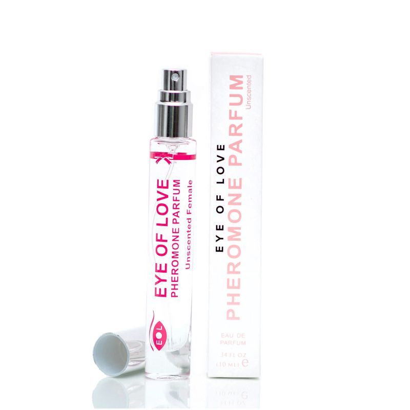 Eye of Loves Unscented perfume holds a little secret – a scientifically formulated blend of pheromones specifically designed to arouse and attract men. Now it is possible for any woman to harness the primal alluring power that comes from pheromones in an odorless