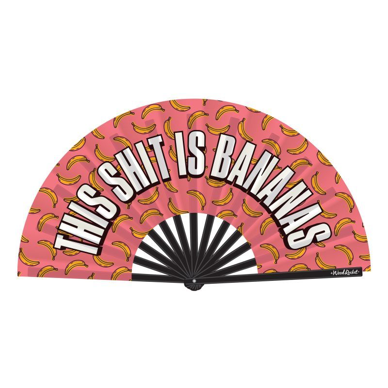 <p><span>Cool yourself in style with this “This Shit Is Bananas” large-sized folding hand fan. It’s literally covered in bananas! Colorful and fun with just the right attitude! Made of glossy bamboo ribs and high-quality satin material.</span></p>