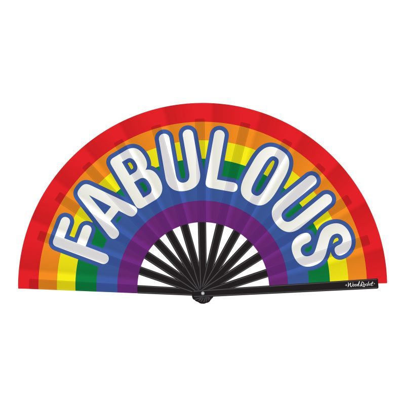 <p><span>Cool yourself in style with this “Fabulous” large-sized folding hand fan. Show off your pride with this rainbow-inspired design that’s colourful and fun with just the right attitude! Made of glossy bamboo ribs and high-quality satin material.</span></p>