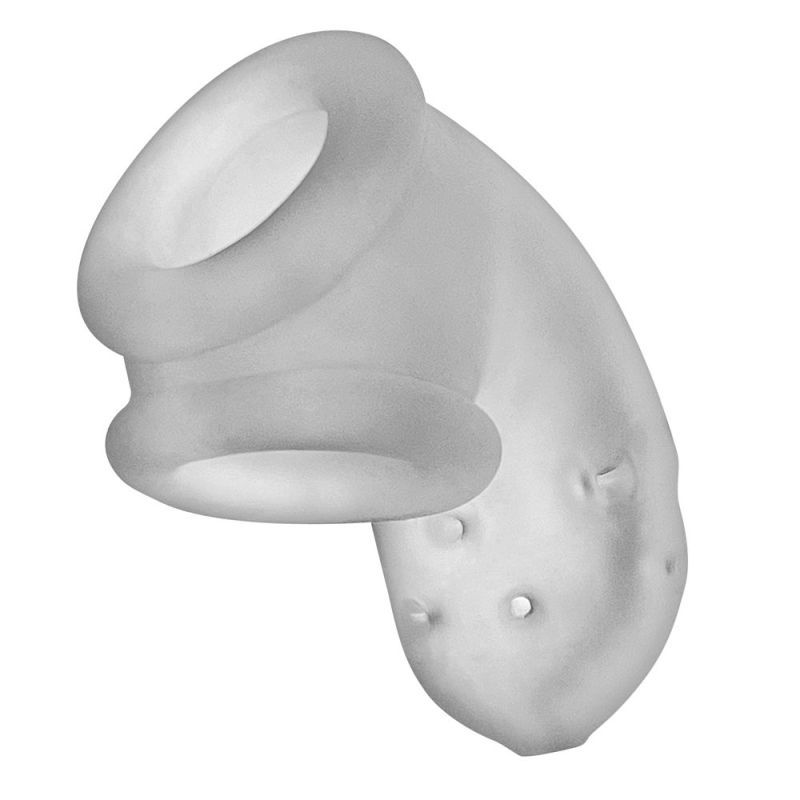 Introducing the newest addition to our best-selling AIR offering...AIRLOCK. AIRLOCK is a super blubbery soft cage that’s lightweight and ventilated. A built-in sling at the base creates a snug grip and keeps AIRLOCK in place. Holes throughout the shaft and at the tip double as drainage holes or to fit electrocontacts. Bright colour combinations and eye-catching design stand out and grab attention in your current offering. The soft material and affordable price point make this cage great for newbies looking to experiment with chastity.