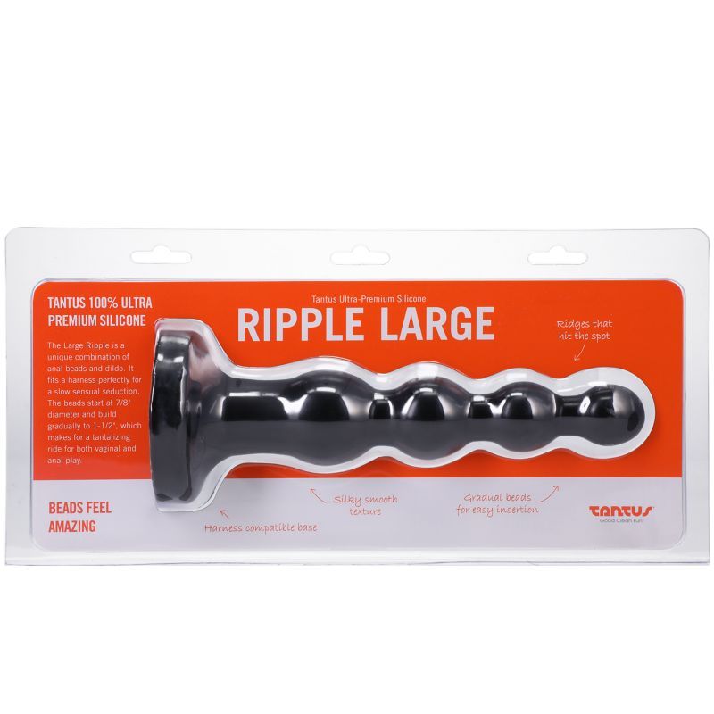 The Large Ripple is a unique combination of anal beads and dildo. It fits a harness perfectly for a slow sensual seduction. The beads start at 7/8" diameter and build gradually to 1-1/2"