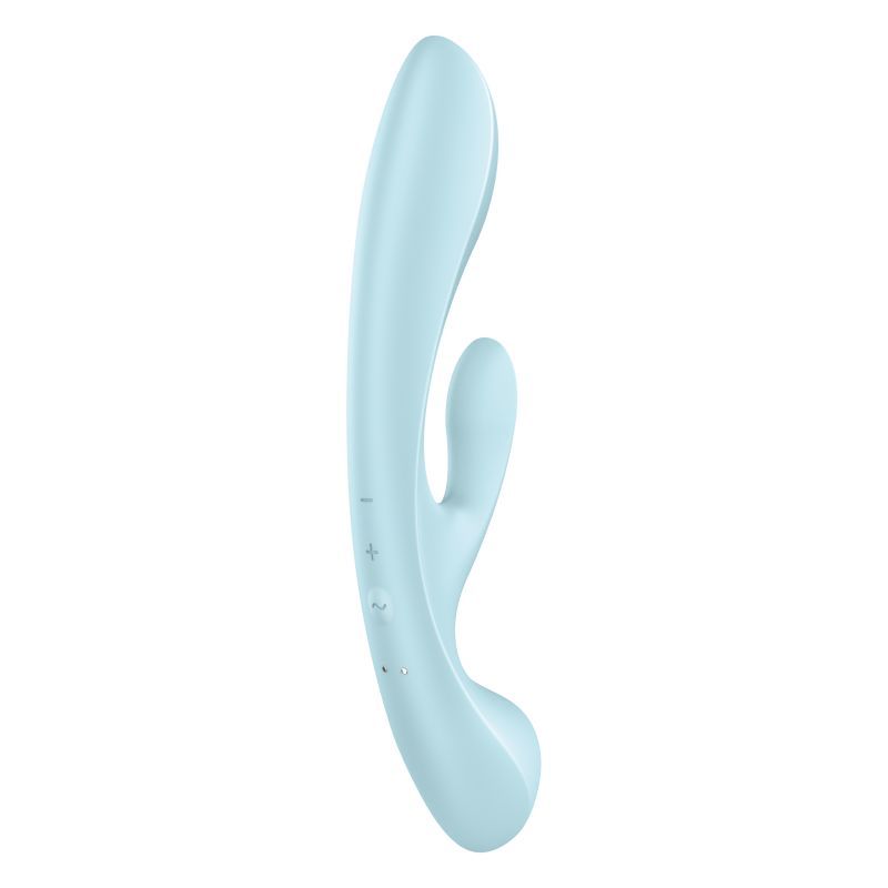 The Satisfyer Triple Oh made of silicone combines double stimulation of your hot spots with sensual full body massages: Each function can be controlled separately. 3 motors ensure full power.