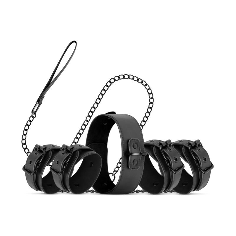 Take control of your sub with this kinky Total Restraint Set! The set includes a collar with leash