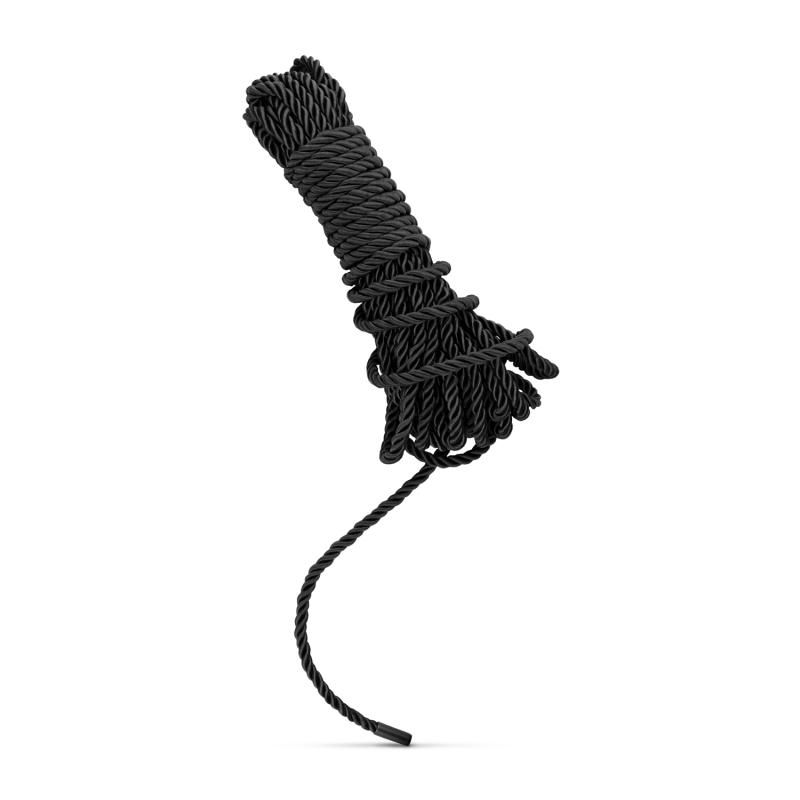 The rope is made of cotton and highly durable. The material feels smooth and does not scratch the skin.