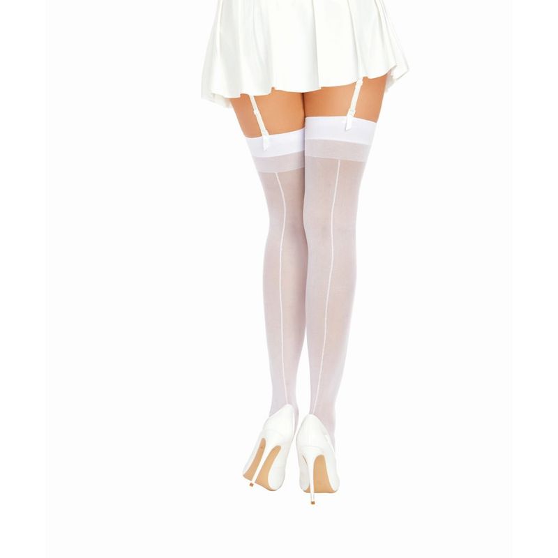 Dreamgirl Back Seam Sheer Thigh High Stockings White