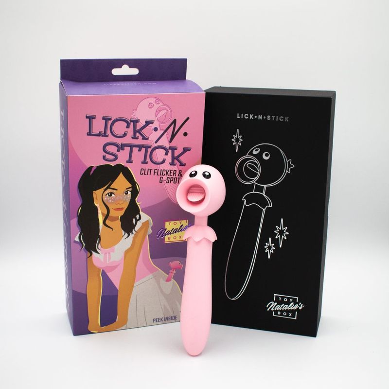 Lick N’ Stick features a full-size vibrator and an external flicker for clitoris and nipple play. Insert the sleek base of Lick-N-Stick vaginally to stimulate your G-spot