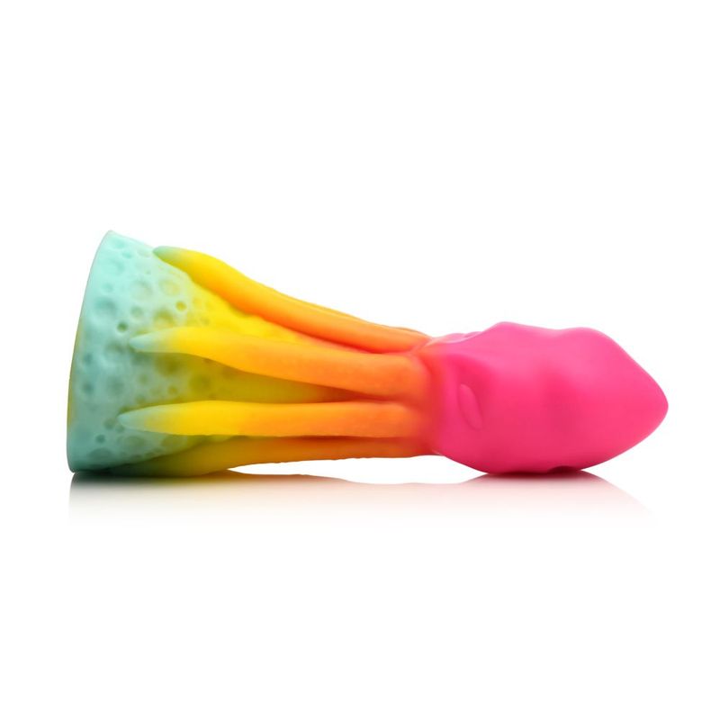 meaty shaft that will slide inside you for serious pleasure! Rainbow colored with a bulbous