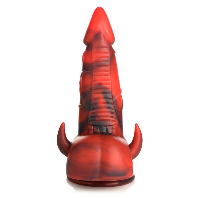 Are you ready to be ravaged by one of the underworld's own devils? This red and black demonic dong has a terrifying shape that is not of this mortal realm! The tapered tip helps make insertion easier