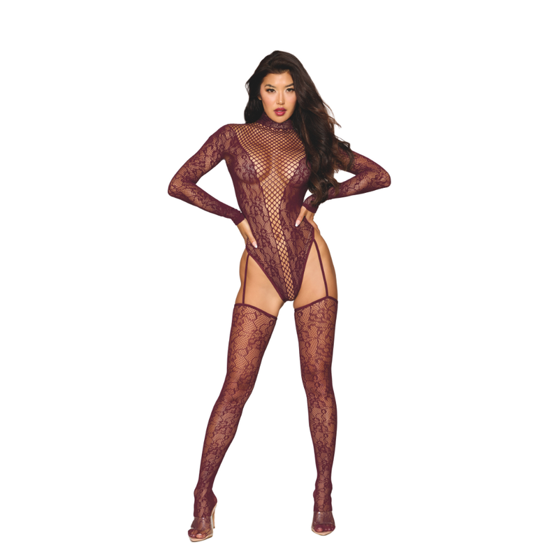 <p>The Dreamgirl Teddy Bodystocking Garter Stockings 0532 is designed in a flattering size one size that fits most body types. The sleeveless design allows for freedom of movement