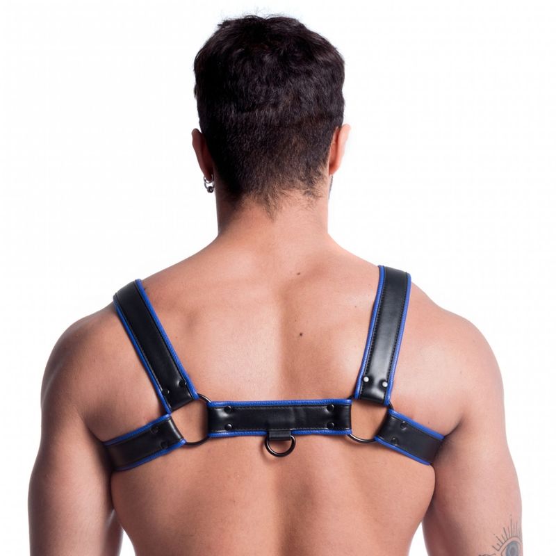 Vegan Bulldog Harness Black and Blue - Image 3
