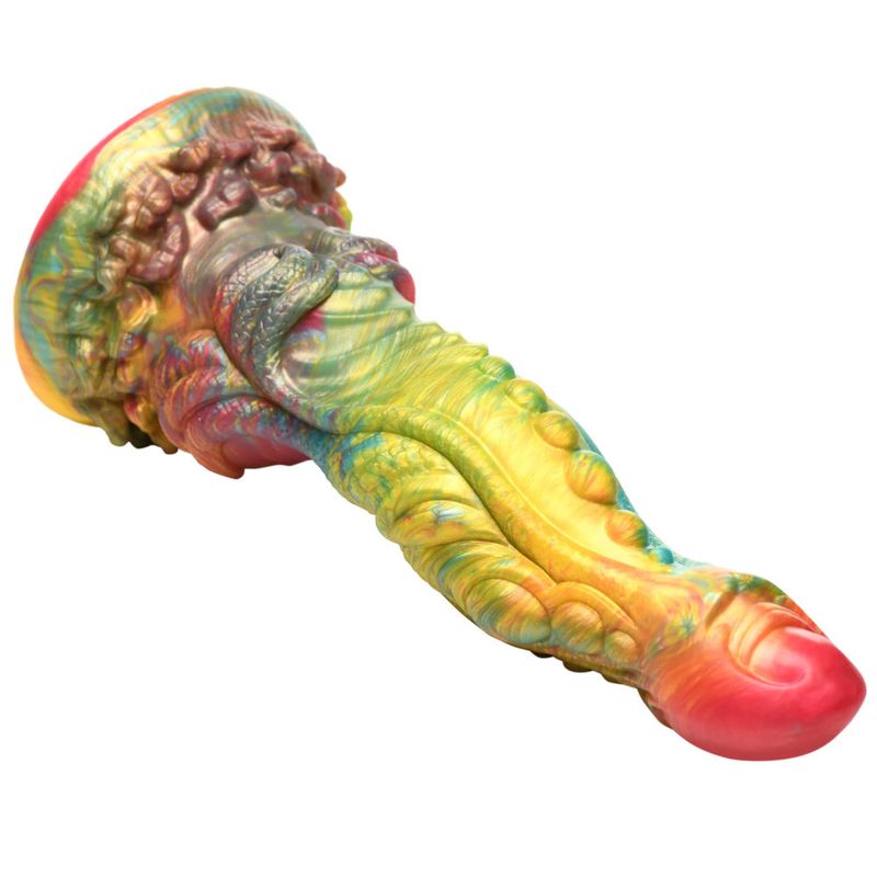 Ready to go deep? This extra long Majestic Merman dong is perfect for exploring the depths of your desires! With iridescent rainbow colors that really pop out among your other toys and gear