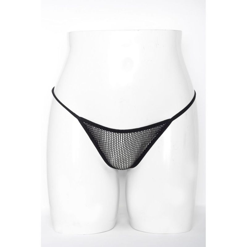 Mesh g-string with sheer net in black colourway.