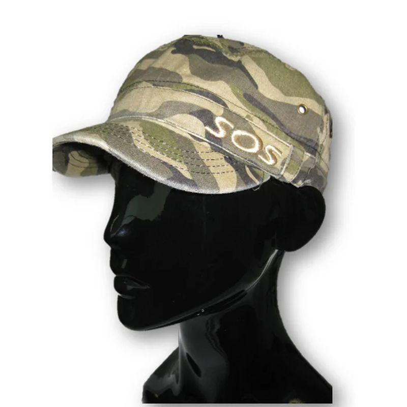 Camouflage rimmed cap with SOS Logo