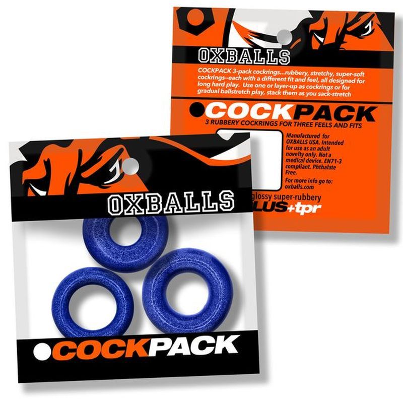 Because one cockring is never enough. The COCKPACK 3-Pack from OXBALLS gives you three distinct fits in one set — slim